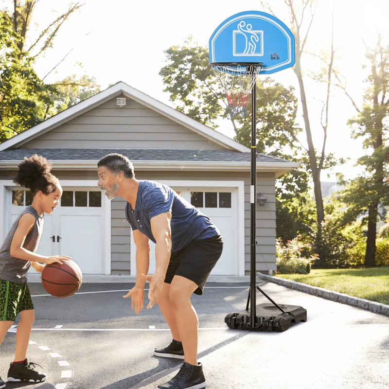 HOMCOM Adjustable Basketball Hoop and Stand, with Wheels and Weight Base Blue