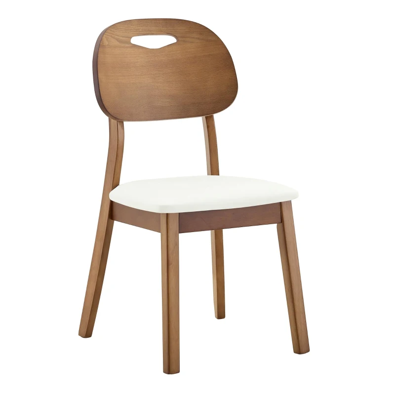 Lot de 2 chaises de salle à manger modernes, poignée de transport et assise rembourrée, facile à nettoyer, 50x44x88 cm, Blanc