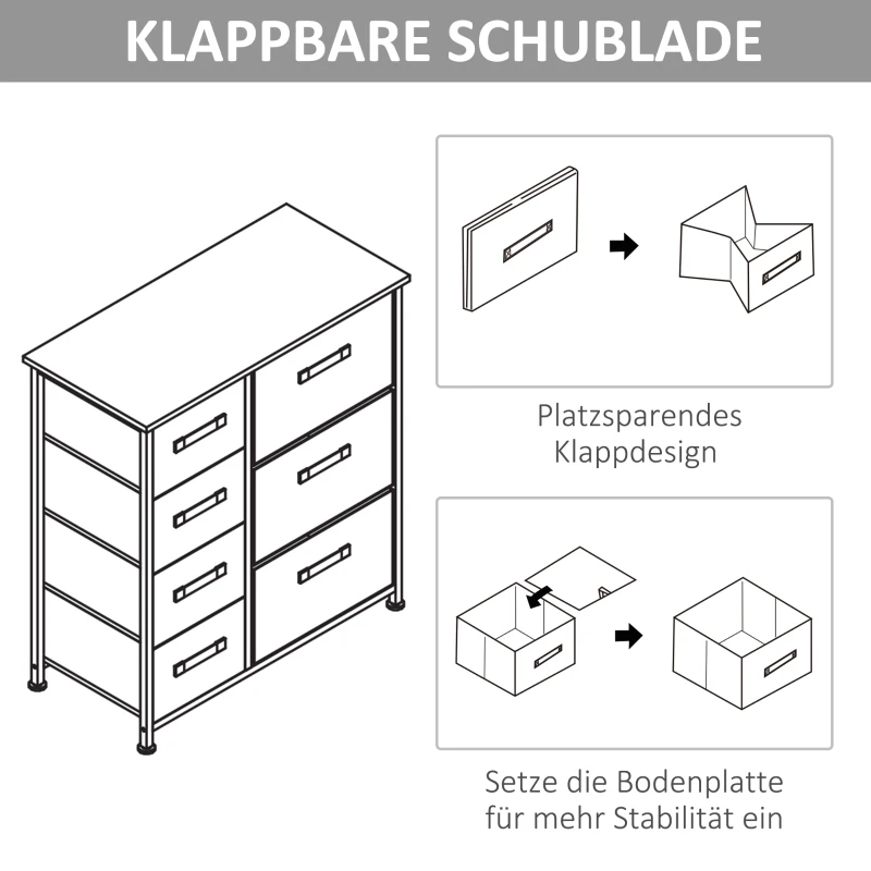 HOMCOM Ladekast Sideboard met 7 laden, modern design, 63,5 cm x 30 cm x 71 cm, Lichtgrijs