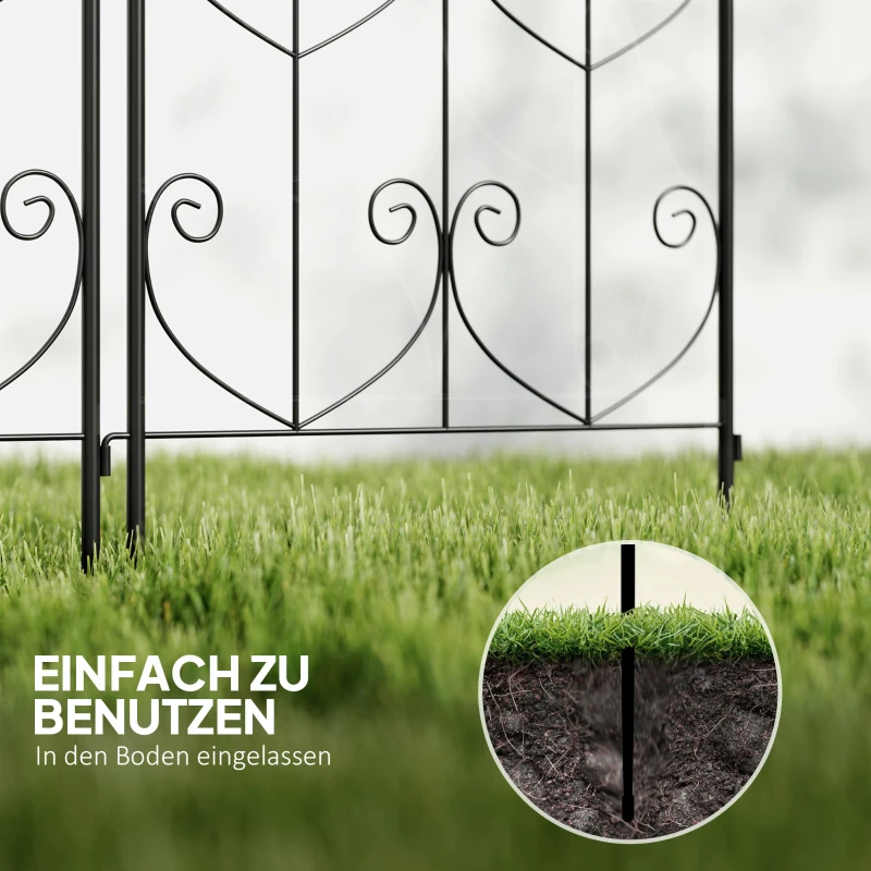 Outsunny Metalen Klimrek 2-delig Set voor in de grond roestvrij Klimhulp met Vogeldesign voor Klimplanten 50x120 cm Zwart