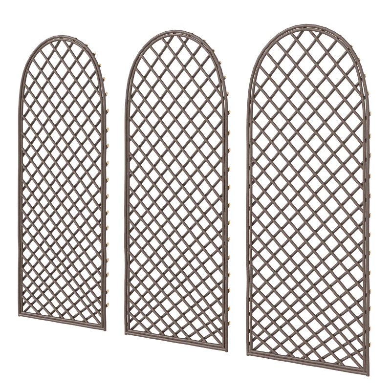 Outsunny Lot de 3 Treillis de jardin en osier tissé Panneau Arc pour Plantes grimpantes 43 x 2 x 112 cm, effet bois naturel
