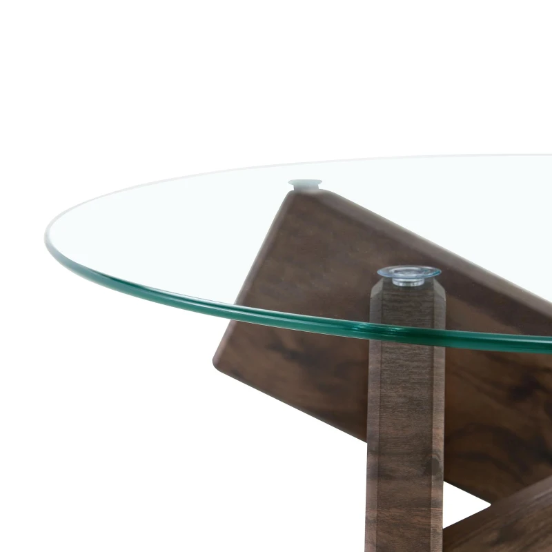 Table basse ronde, design moderne, facile à nettoyer et stable, 79x79x45 cm, Noyer