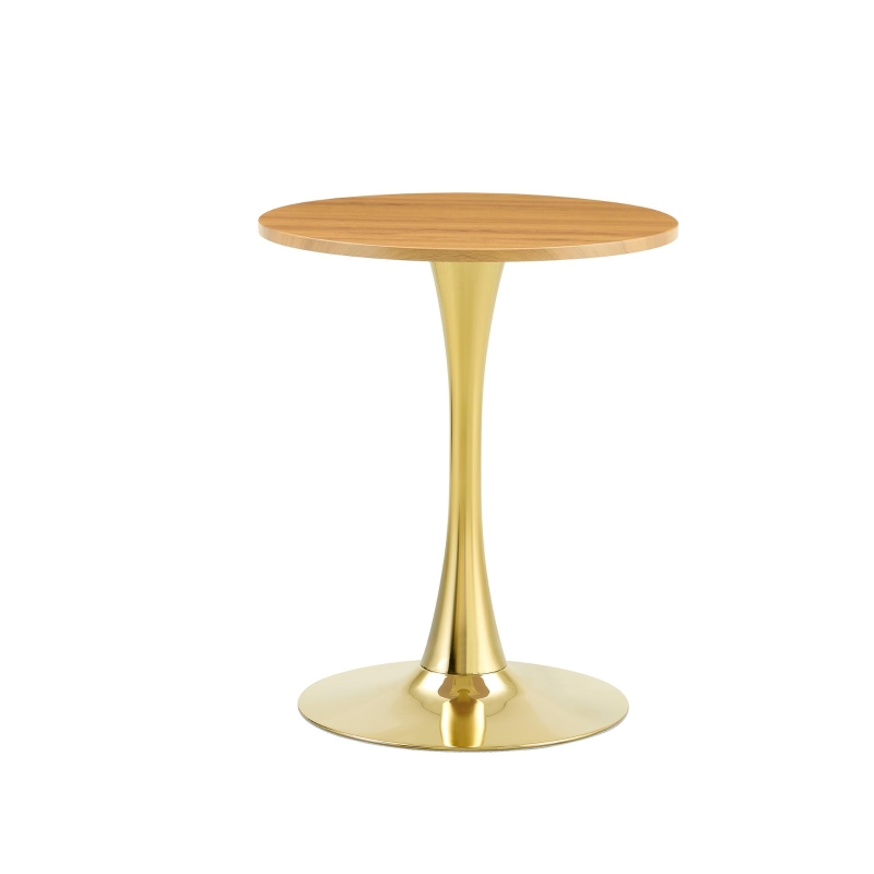 Table d'appoint ronde, style mid-century, pieds antidérapants, usage multifonction, 60x60x72 cm, Couleur naturelle