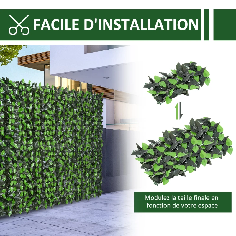Outsunny Rotolo di Siepe Artificiale 3x1 m in PE e Tessuto per Balcone e Giardino, Verde Chiaro e Verde Scuro