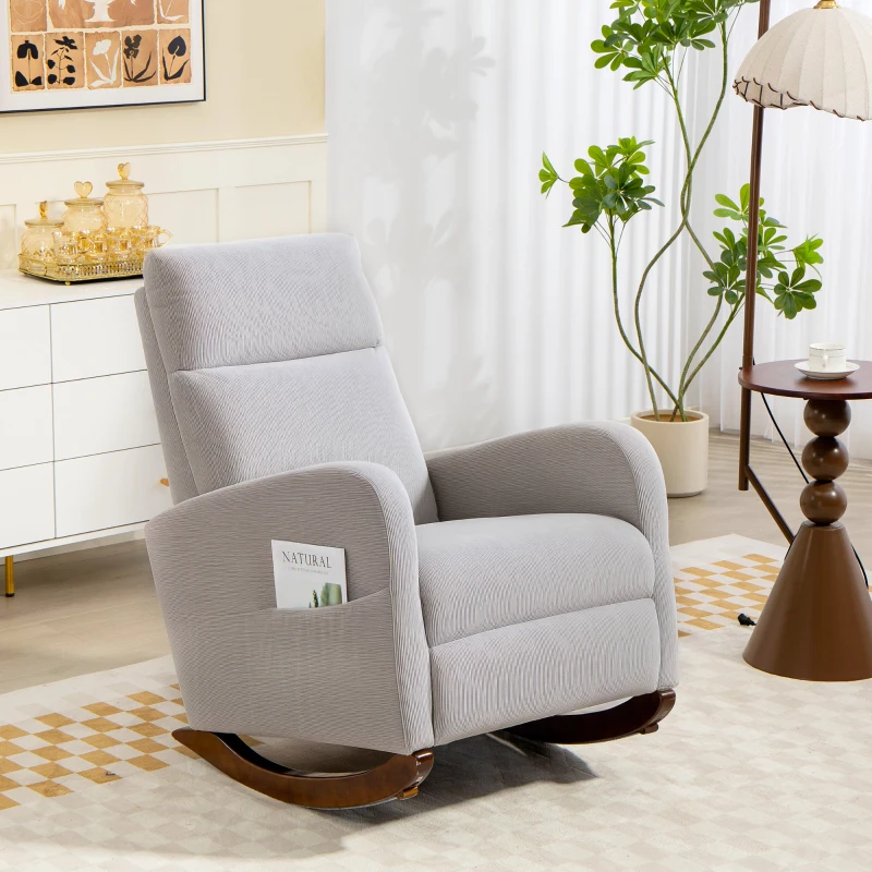 HOMCOM Corduroy Rocking Armchair - Grey