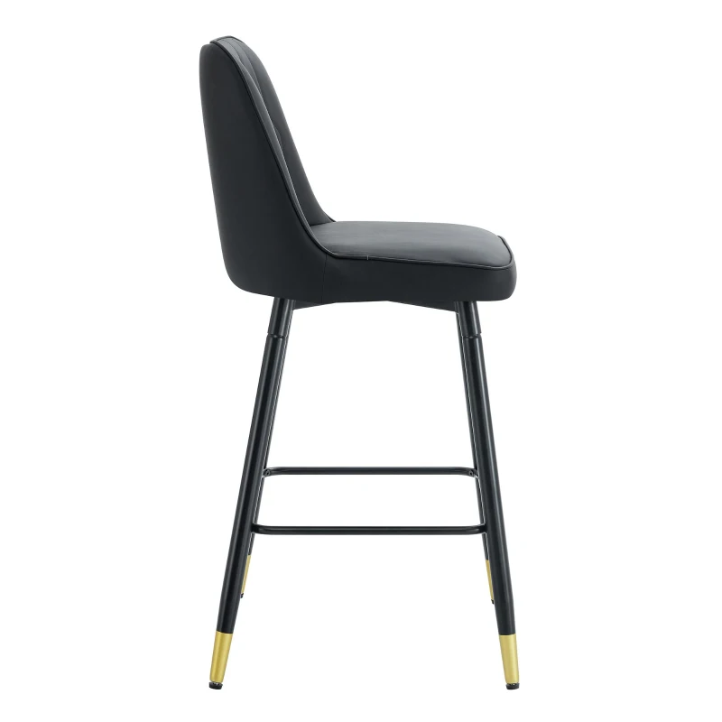 Lot de 2 tabourets de bar hauteur, design moderne et confortable, dossier incurvé et repose-pieds, 42x45x100 cm, Noir