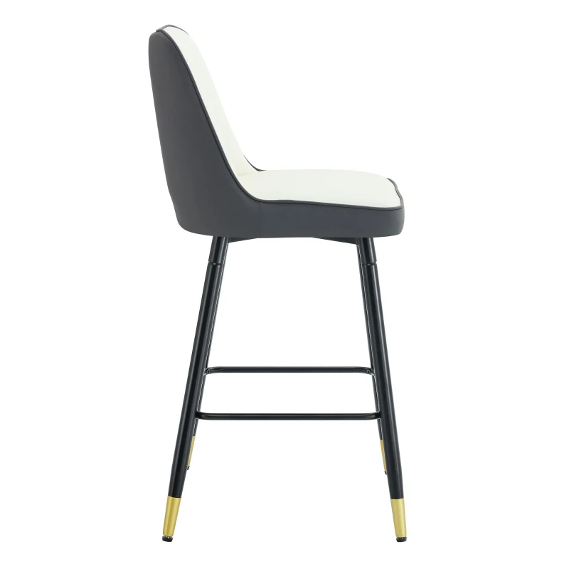 Lot de 2 tabourets de bar hauteur, design moderne et confortable, dossier incurvé et repose-pieds, 42x45x100 cm, Argenté