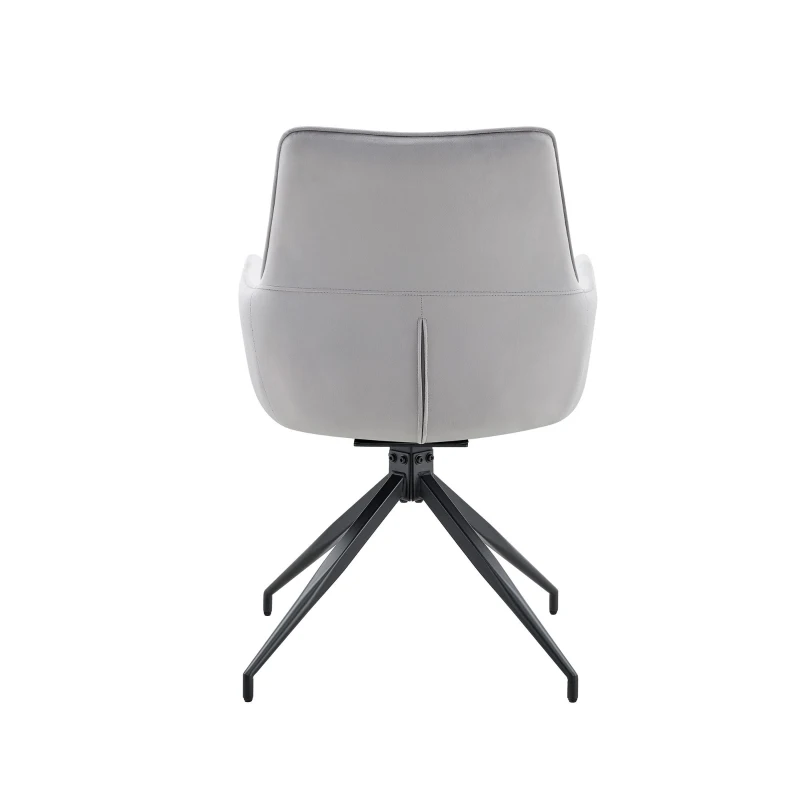 Fauteuil pivotant 360° rembourré, piètement métal laqué stable, patins antidérapants, 48x50x85 cm, Noir+Gris clair