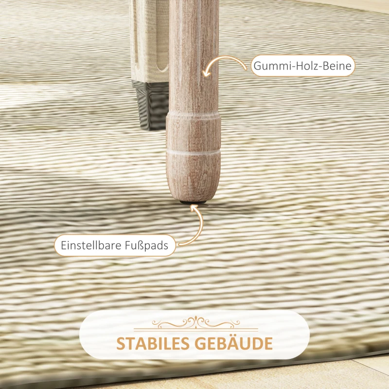 HOMCOM 2-delige set eetkamerstoelen keukenstoelen, vintage design, Weense vlechtwerk-look, natuur + crème(m-6)