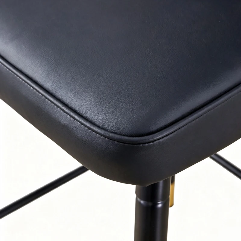 Lot de 2 tabourets de bar hauteur, design moderne et confortable, dossier incurvé et repose-pieds, 42x45x100 cm, Noir