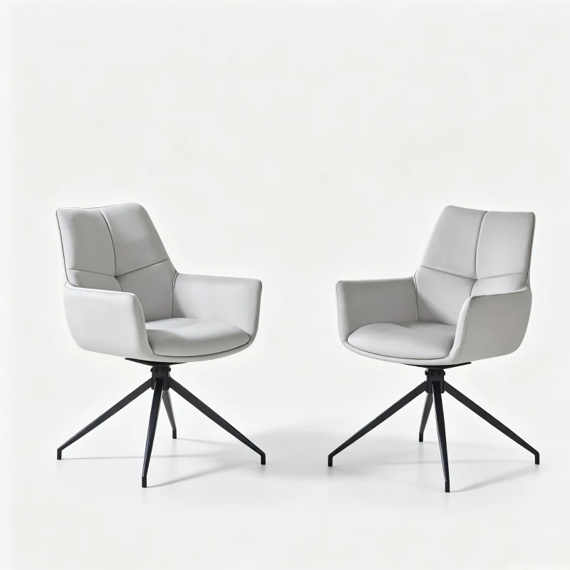 Fauteuil pivotant 360° rembourré, piètement métal laqué stable, patins antidérapants, 48x50x85 cm, Noir+Gris clair