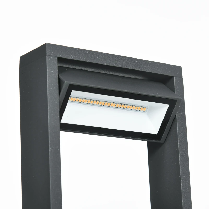 Outsunny Tuinlamp, padverlichting, paalverlichting met LED's, weerbestendig, 16 cm x 5 cm x 90 cm, donkergrijs