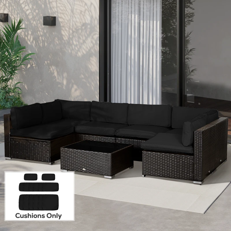 Outsunny Garden Rattan Sofa Cushion Polyester Cover Replacement Outdoor- No Cushion Included, Black