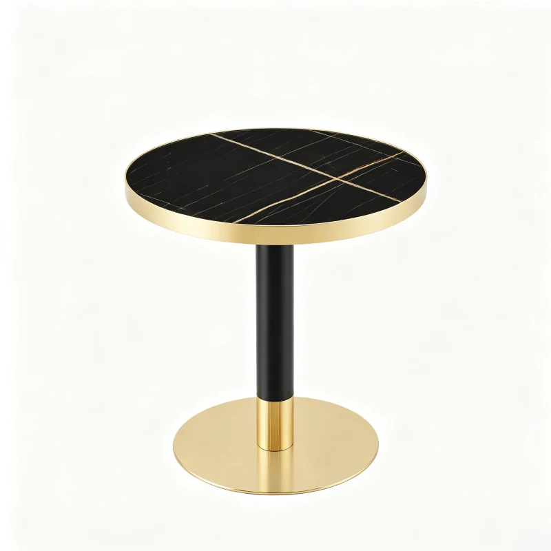 Table d'appoint ronde, plateau anti-rayures facile à nettoyer, 60x60x74 cm, Noir