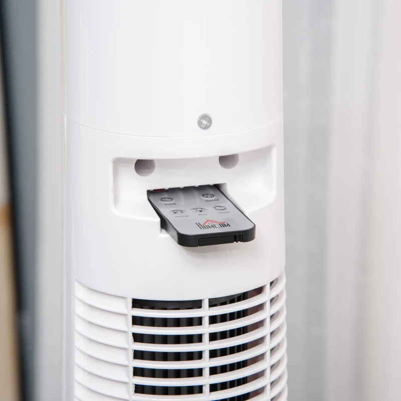 HOMCOM Ventilatore a Torre 50W a 3 Modalità e 3 Velocità con Timer da 12h, in ABS, Ø32x118.2 cm, Bianco