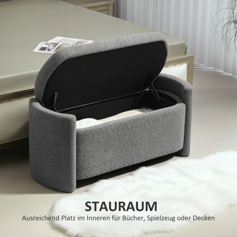 HOMCOM Gestoffeerde Bank met Opbergruimte Halbank Schoenenbank, 105 cm x 44 cm x 45,5 cm. Grijs(m-4)