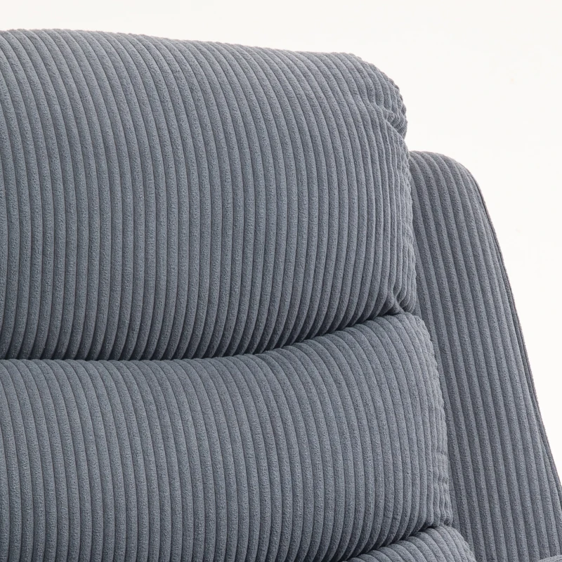 HOMCOM Sta-op-stoel met zachte corduroybekleding, verstelbare fauteuil met afstandsbediening en zijvakken, donkergrijs