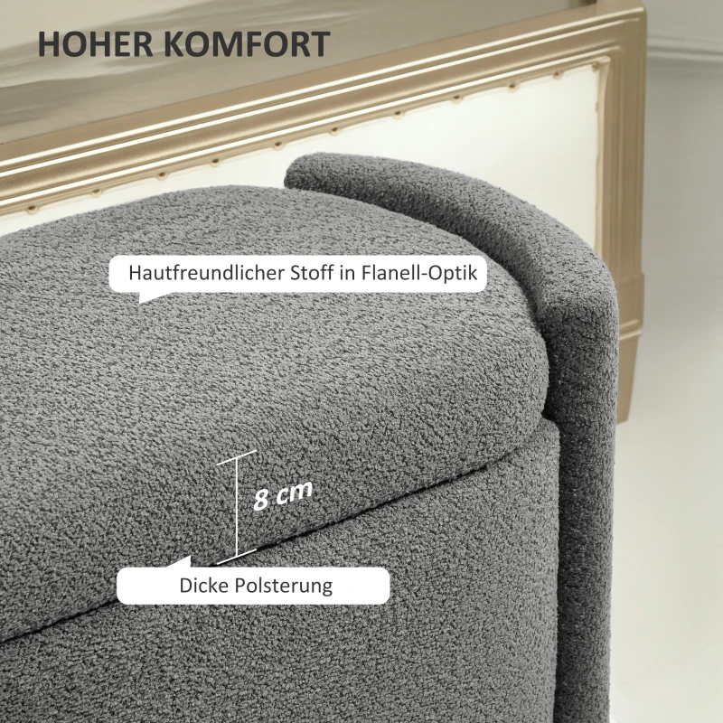 HOMCOM Gestoffeerde Bank met Opbergruimte Halbank Schoenenbank, 105 cm x 44 cm x 45,5 cm. Grijs(m-6)