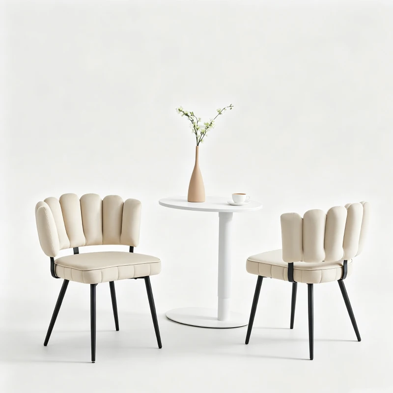 Lot de 2 chaises de salle à manger, mousse haute densité, patins antidérapants, 60x48x80 cm, Noir