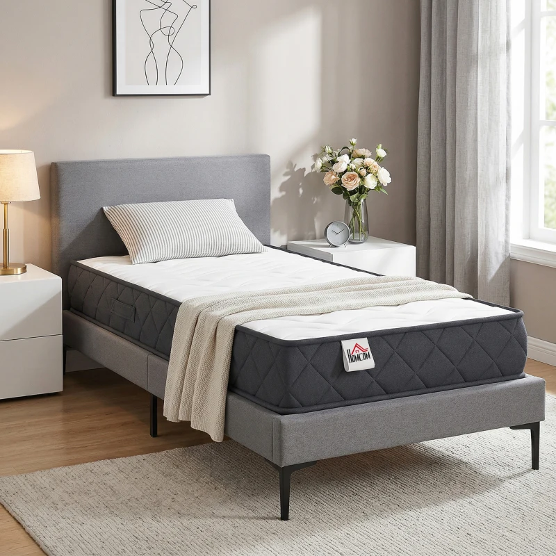 HOMCOM Matelas 90x190cm, matelas 1 personnes, mousse à mémoire de forme, 20cm d'épaisseur, certifié Oeko-Tex, fermeté moyenne