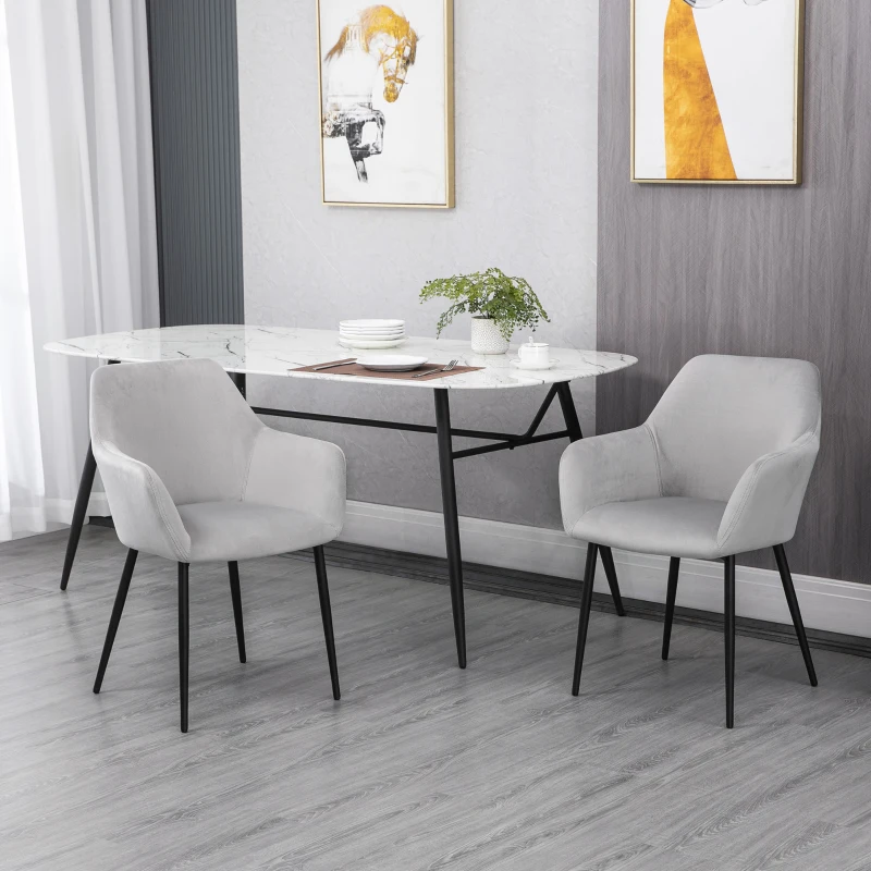 HOMCOM Set Eetkamerstoelen, Comfortabel, 54x57x80 cm, Lichtgrijs
