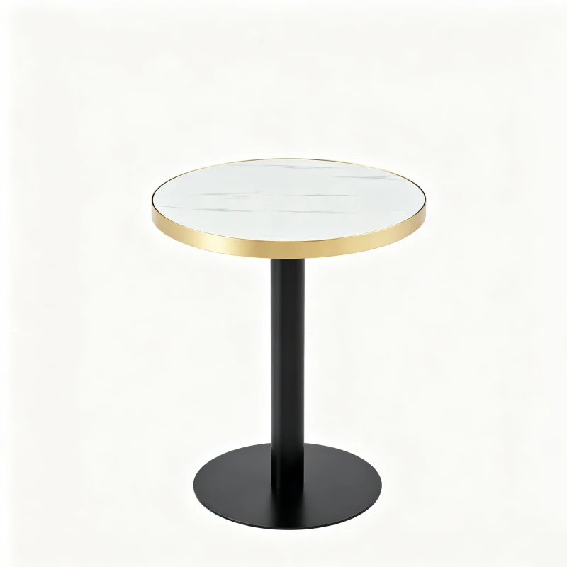 Table d'appoint ronde, plateau anti-rayures facile à nettoyer, 60x60x74 cm, Blanc
