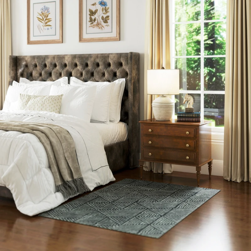 HOMCOM Modern wasbaar vloerkleed 150 x 80 cm - donkergrijs
