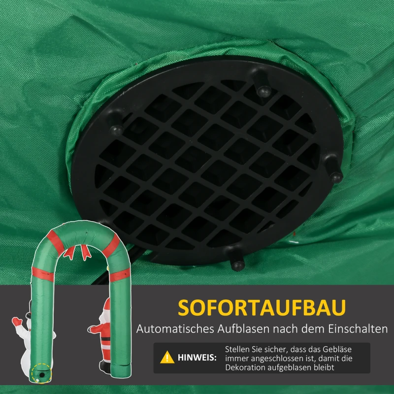 HOMCOM Opblaasbare boog met kerstman en sneeuwpop, LED-verlichting, ingebouwde ventilator, 198 x 80 x 245 cm.