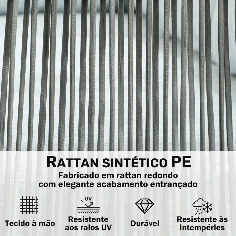 Outsunny Conjunto de Móveis de Jardim em Ratã Sofá de Canto com Almofadas e Mesa de Centro para Terraço Exterior Azul Claro