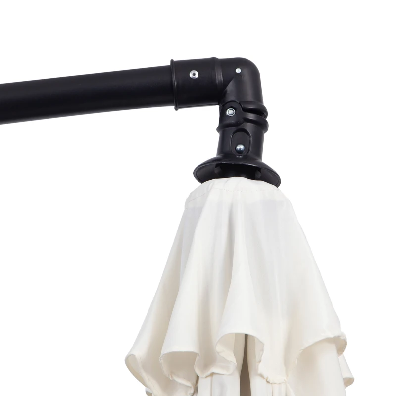 Outsunny Parasol afneembare zwevende parasol zwengelparasol met handkruk crème