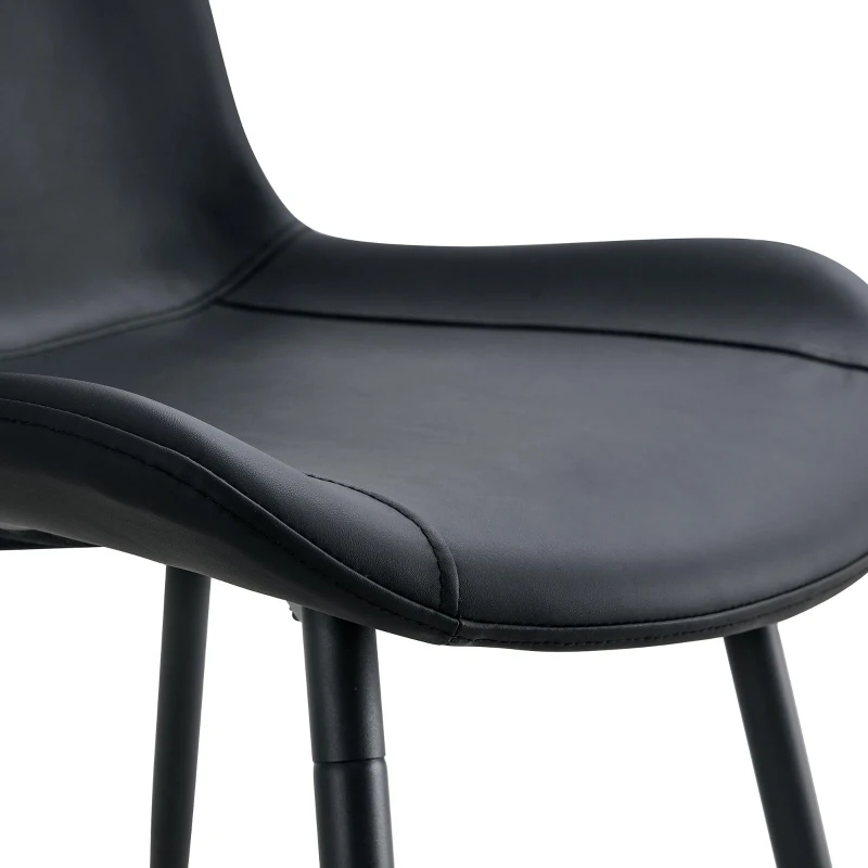 Lot de 4 chaises de salle à manger en similicuir, design moderne, embouts antidérapants, 50x47x83 cm, Noir