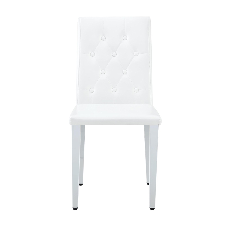 Lot de 4 chaises de salle à manger, style luxe européen, patins antidérapants et silencieux, 42x46x89 cm, Blanc+Argenté