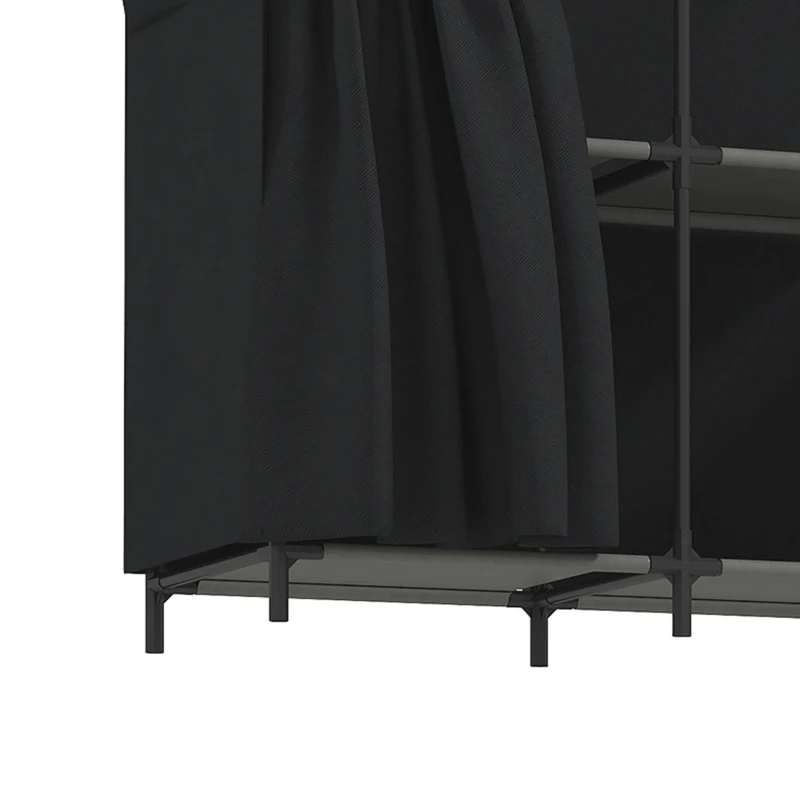 HOMCOM Stoffen kledingkast, stofdicht en draagbaar, 5 kledingroedes, 170 x 45 x 167 cm, zwart