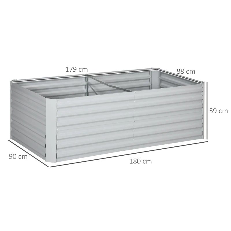 Outsunny Handige plantenbak, Ideaal voor het kweken, verzorgen en onderhouden, Verhoogde bed, Staal, Lichtgrijs