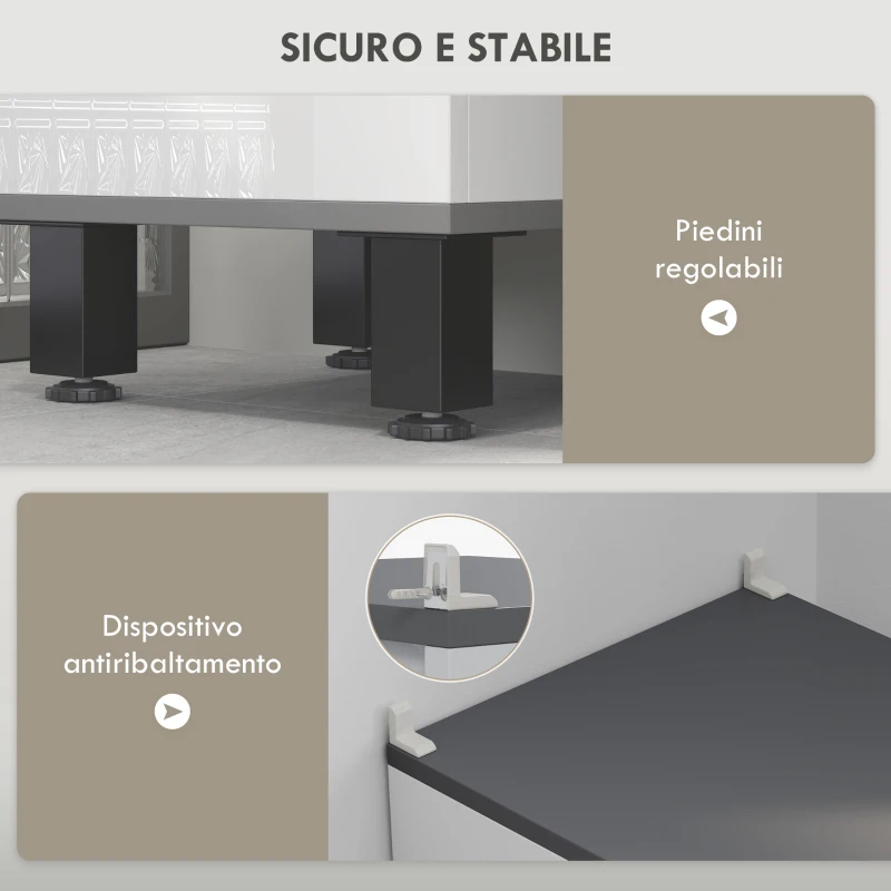 HOMCOM Mobile Colonna Bagno con 2 Armadietti con Ripiani Regolabili e Cassetto, 34x32x190 cm, Bianco