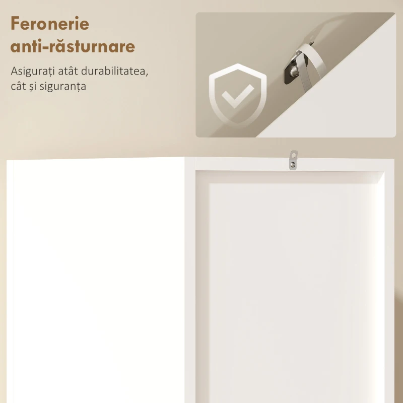 HOMCOM Mobilier de Baie Îngust și Înalt cu 2 Uși, 2 Rafturi - Alb
