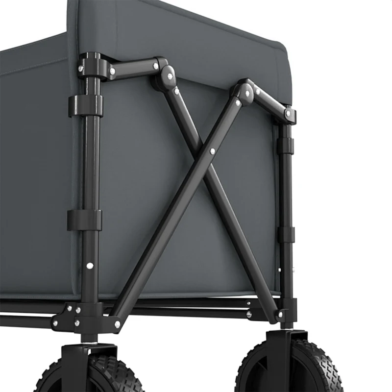 Outsunny 180L Festival Trolley on Wheels, Folding Compact Camping Trolley Cart with Adjustable Handle, 120 KG Capacity for Garden, Beach, Fishing, Grey