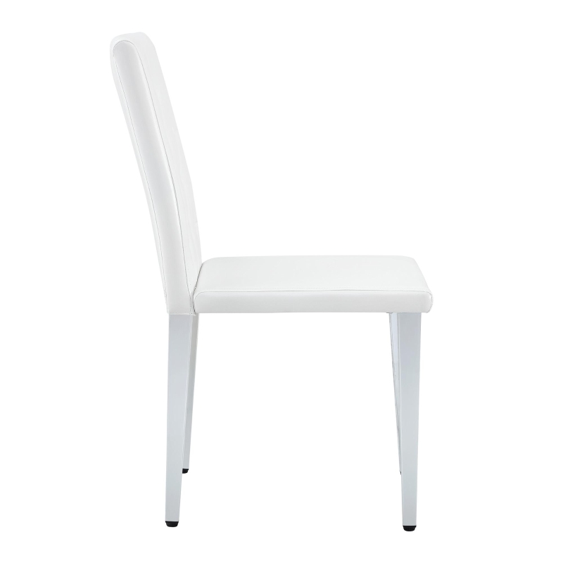 Lot de 4 chaises de salle à manger, style luxe européen, patins antidérapants et silencieux, 42x46x89 cm, Blanc+Argenté