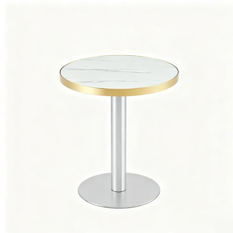 Table d'appoint ronde, plateau anti-rayures facile à nettoyer, 60x60x74 cm, Blanc