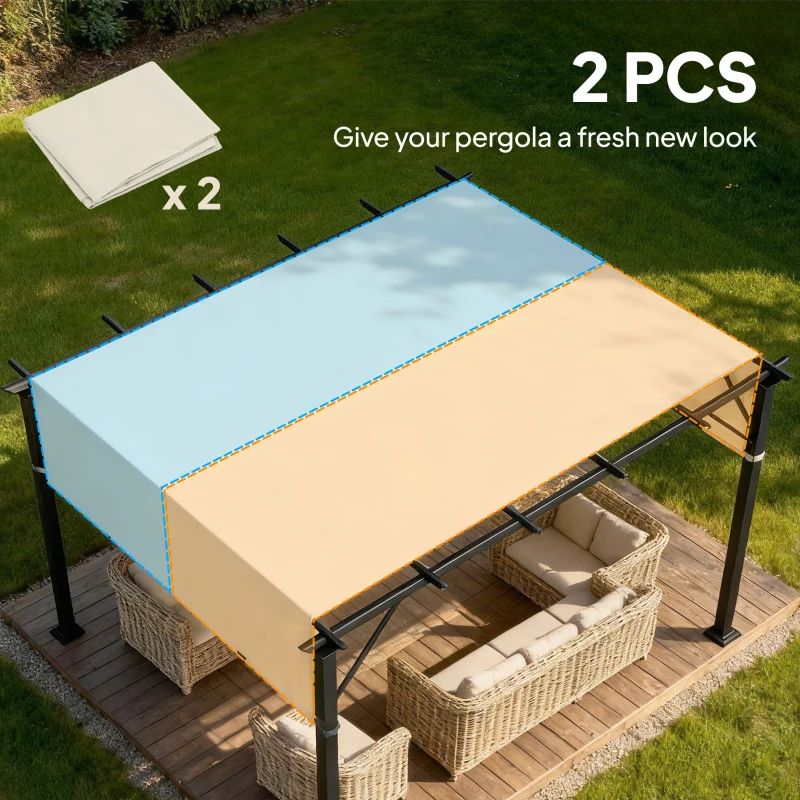 Outsunny 2 Pcs UV Protection Pergola Replacement Canopy, Pergola Shade Cover, Easy to Install, for 3 x 3(m) Pergola, Cream White