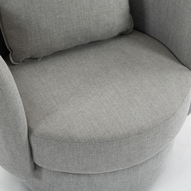 HOMCOM Accentstoel met 360° draaivoet, clubfauteuil van linnenstof met kussen in lichtgrijs