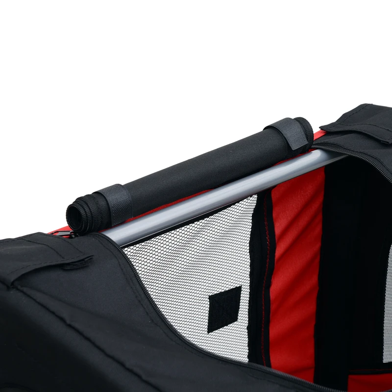 PawHut Remorque vélo pour Chien Animaux 8 réflecteurs Drapeau Barre attelage Inclus Acier Polyester imperméable Max. 30 Kg 130L x 73l x 90H cm Rouge
