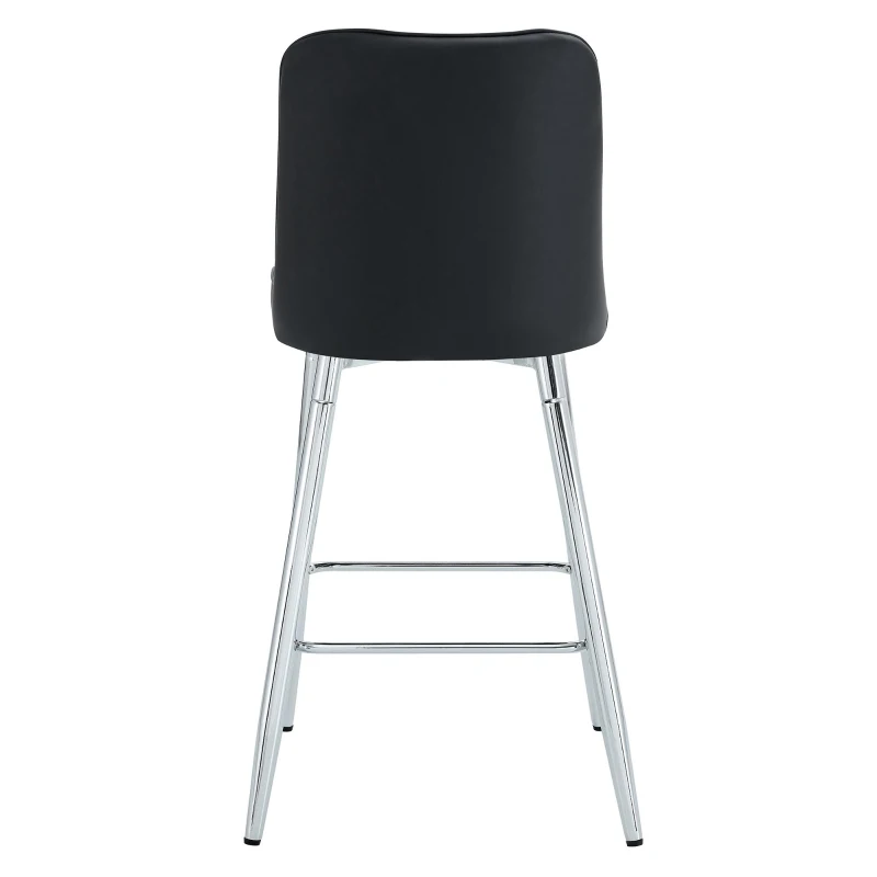 Lot de 2 tabourets de bar hauteur, design moderne et confortable, dossier incurvé et repose-pieds, 42x45x100 cm, Noir+Argenté