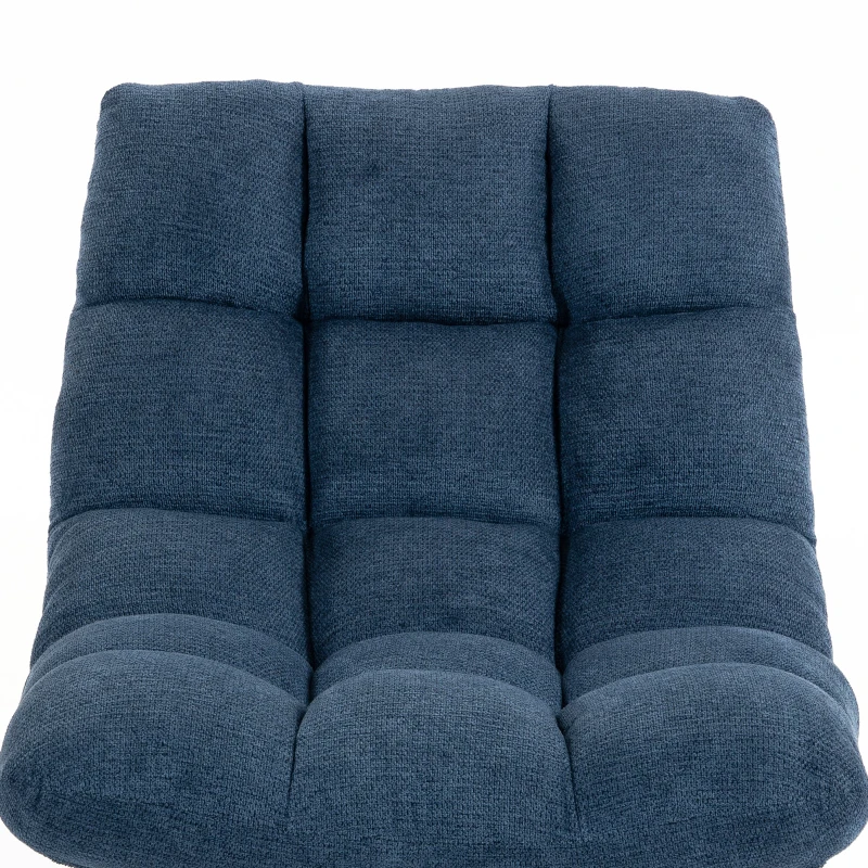 HOMCOM Draaibare Accentstoel, moderne loungefauteuil zonder armleuningen met stalen poten, donkerblauw