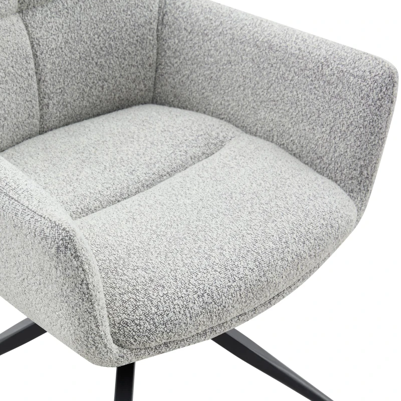 Fauteuil pivotant 360° rembourré, piètement métal laqué stable, patins antidérapants, 48x50x85 cm, Gris clair