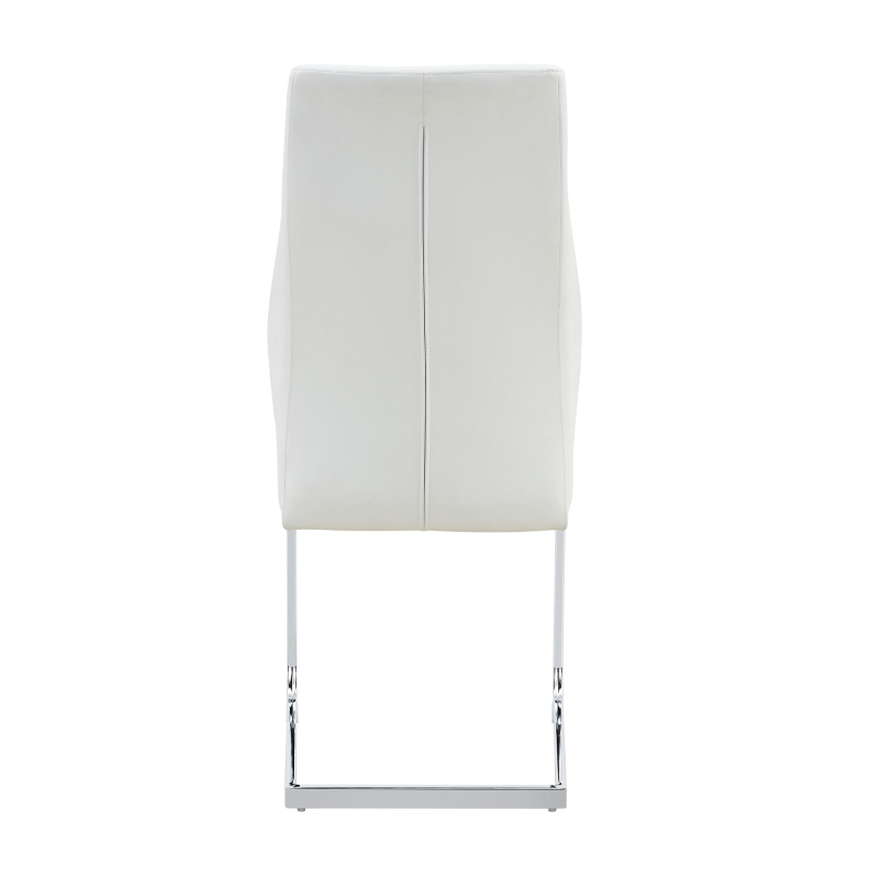 Chaise de salle à manger matelassée motif losange, dossier haut ergonomique, lot de 2, 43x63x100 cm, Blanc+Argenté