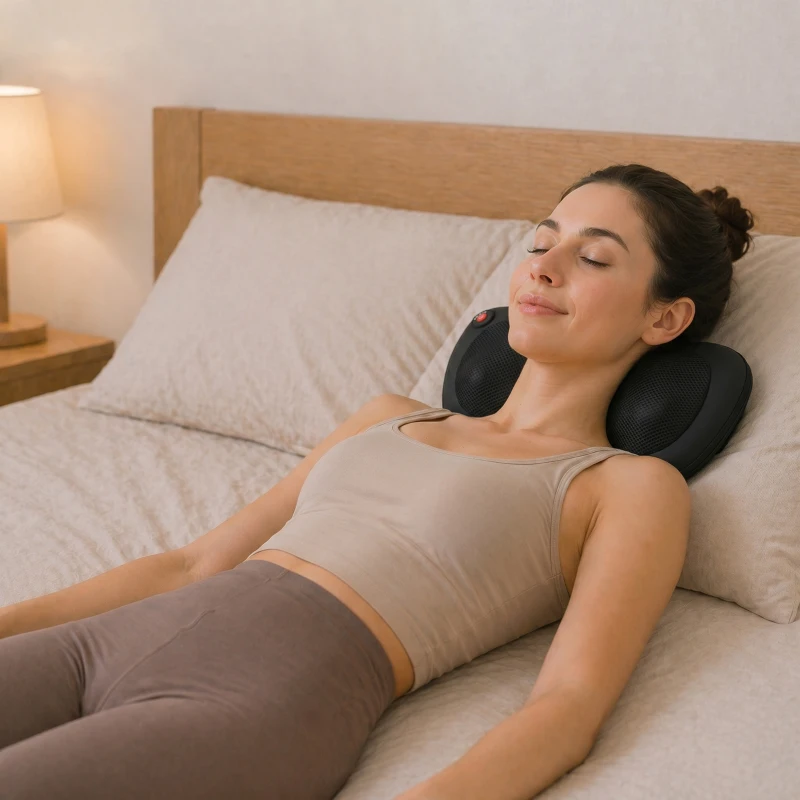 HOMCOM Pernă de Masaj Spate și Gât cu Încălzire și 4 Noduri Shiatsu, pentru Acasă, Birou, Mașină, Negru