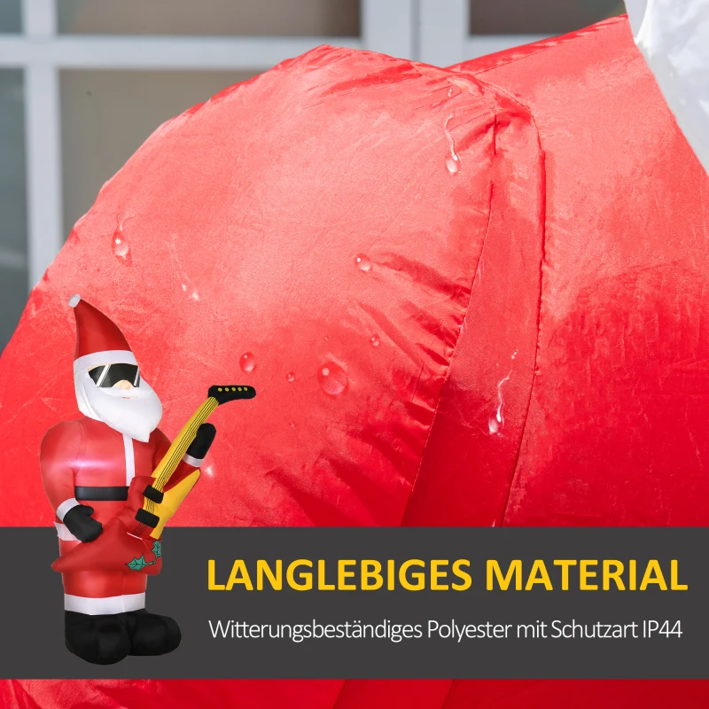 Outsunny kerstdecoratie, kerstman met elektrische gitaar, opblaasbaar, groot, inclusief blazer, 140 x 75 x 215 cm