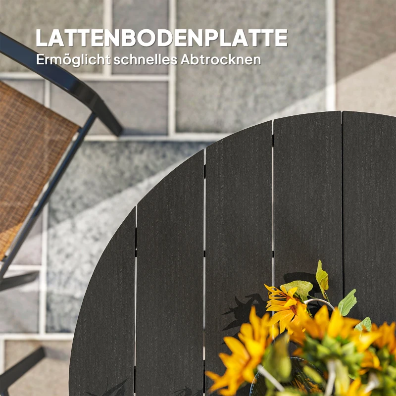Outsunny Tuintafel Ø118cm, weerbestendige balkontafel van aluminium, bijzettafel met gekruiste poten en lattenontwerp, zwart