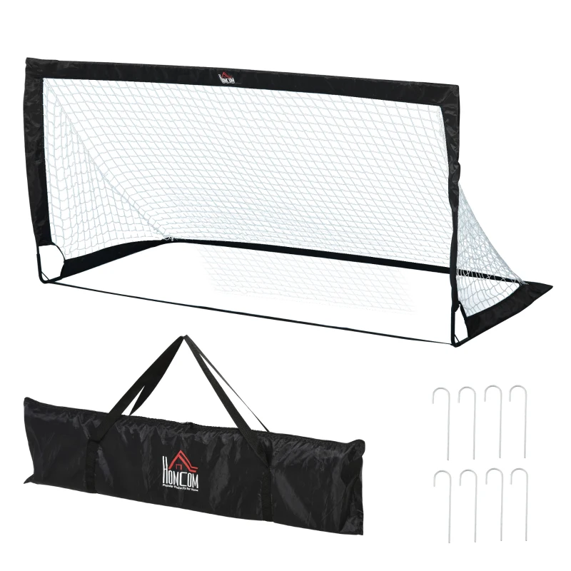 HOMCOM Set di 2 Porte da Calcio Pieghevoli per Bambini e Adulti, 186x90x89 cm, Nero
